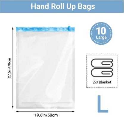 Travel Compression Bags, Roll Up Space Saver for Luggage, Cruise Ship Essentials Cothes(S)