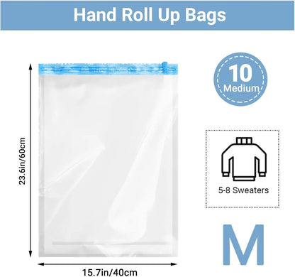 Travel Compression Bags, Roll Up Space Saver for Luggage, Cruise Ship Essentials Cothes(S)