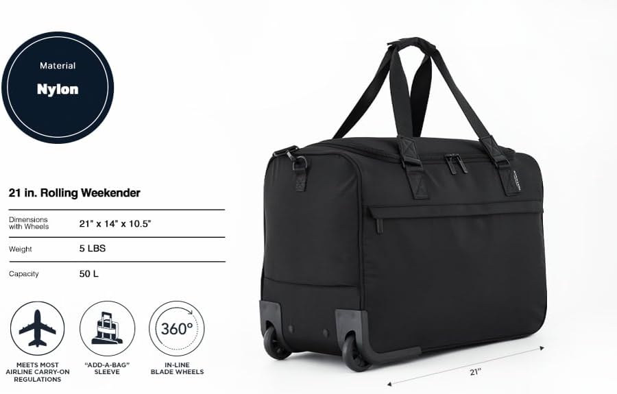 Scotch & Soda Amsterdam Travel Duffel Bag, Black, 20-Inch