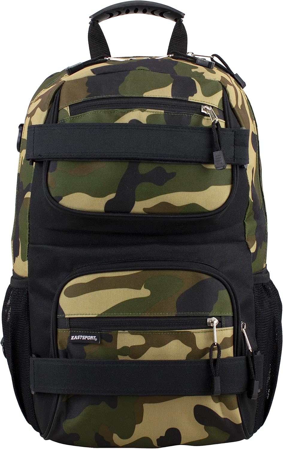 Travel Skateboard Backpack Double Strap Laptop Bag Multi-Sport Design for Men and Women, Camo Black