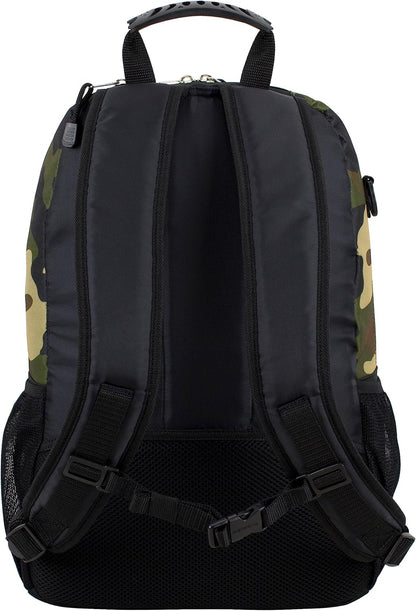 Travel Skateboard Backpack Double Strap Laptop Bag Multi-Sport Design for Men and Women, Camo Black