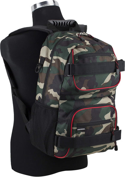 Travel Skateboard Backpack Double Strap Laptop Bag Multi-Sport Design for Men and Women, Camo Black