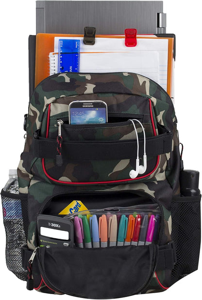 Travel Skateboard Backpack Double Strap Laptop Bag Multi-Sport Design for Men and Women, Camo Black