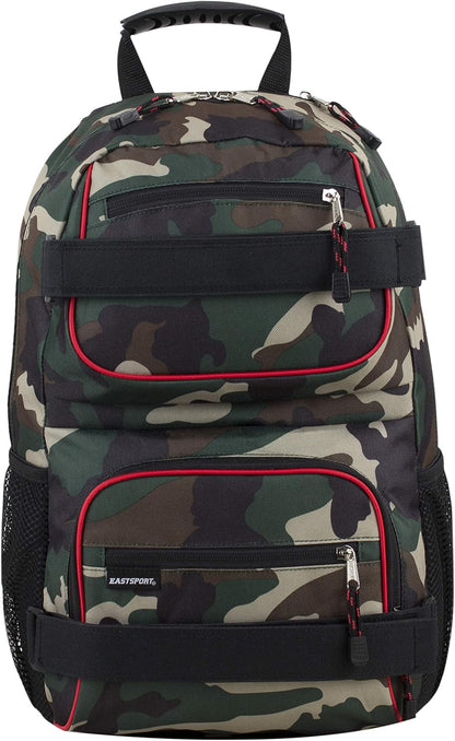 Travel Skateboard Backpack Double Strap Laptop Bag Multi-Sport Design for Men and Women, Camo Black