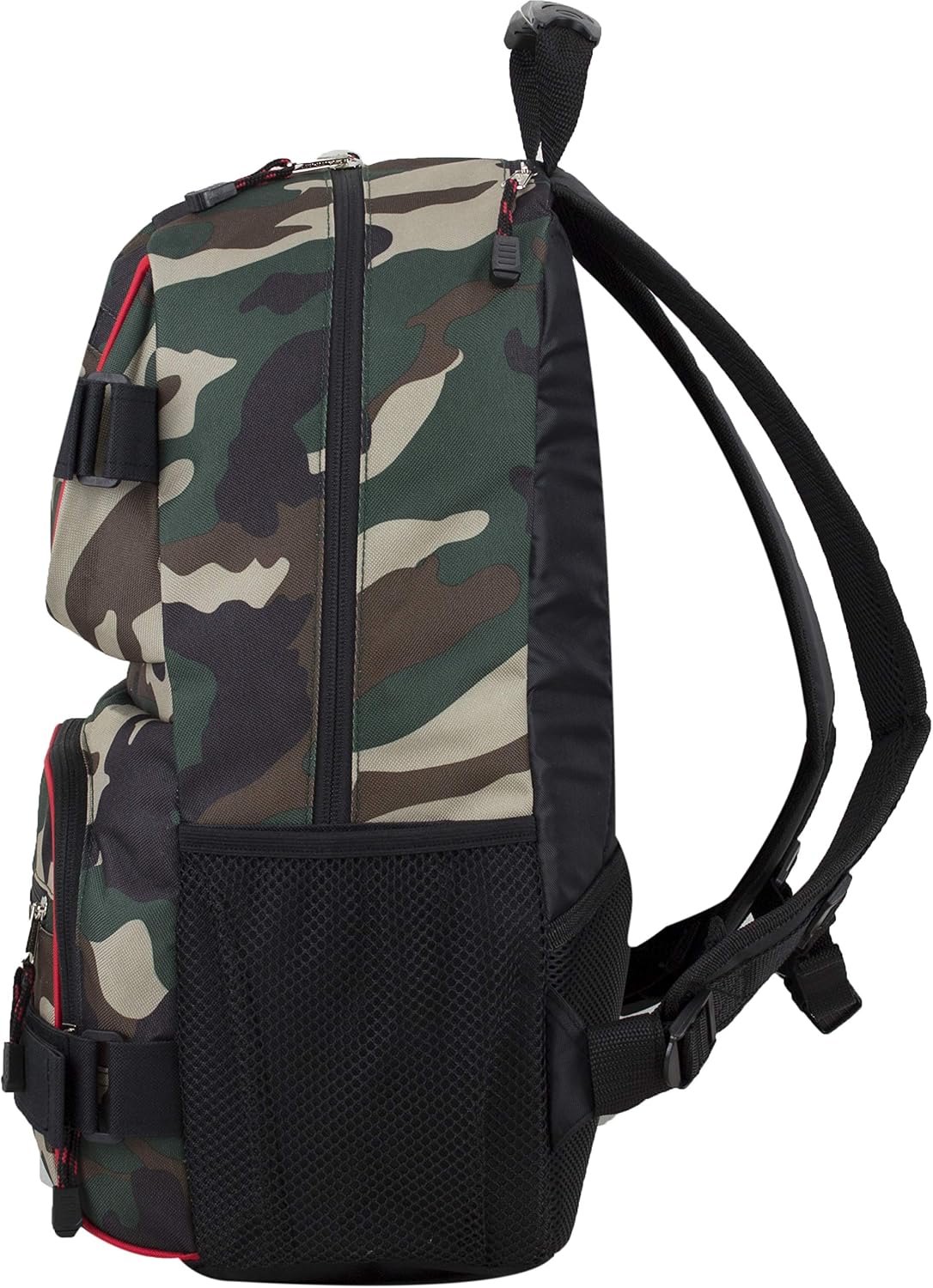 Travel Skateboard Backpack Double Strap Laptop Bag Multi-Sport Design for Men and Women, Camo Black