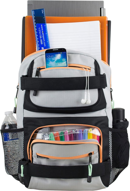 Travel Skateboard Backpack Double Strap Laptop Bag Multi-Sport Design for Men and Women, Camo Black