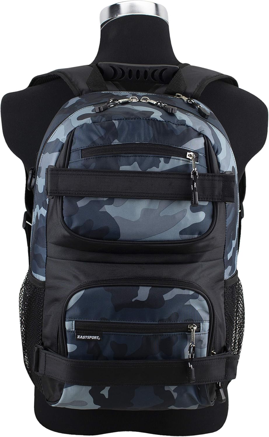 Travel Skateboard Backpack Double Strap Laptop Bag Multi-Sport Design for Men and Women, Camo Black