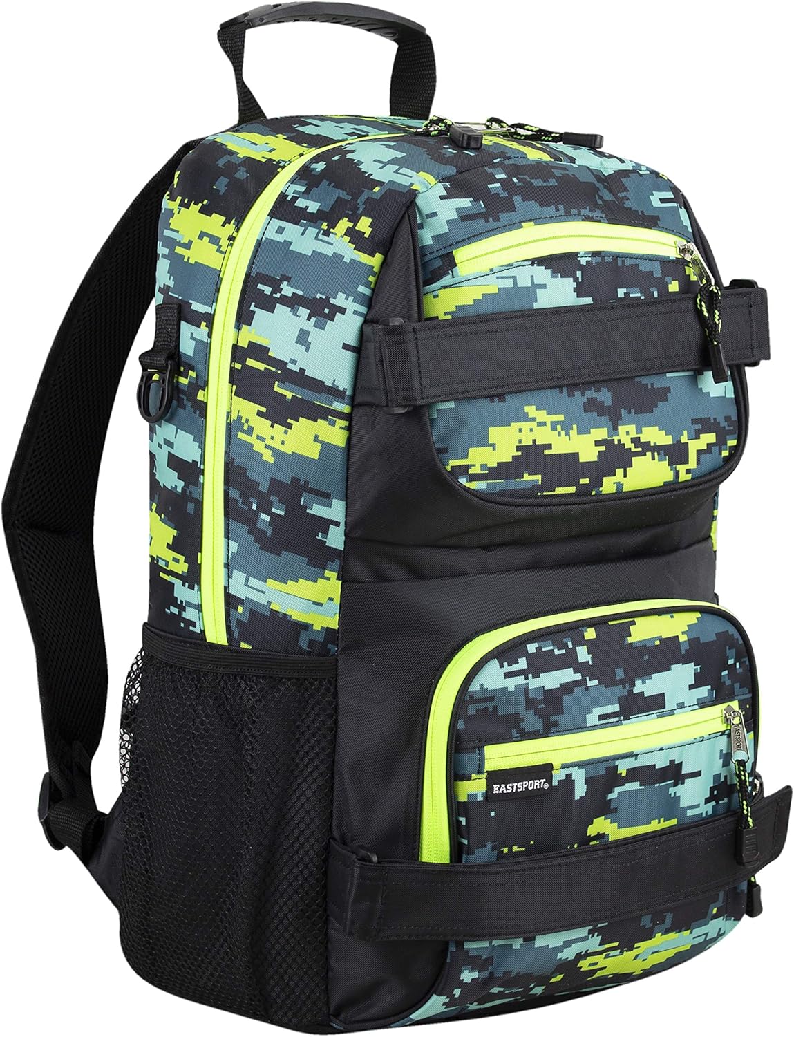 Travel Skateboard Backpack Double Strap Laptop Bag Multi-Sport Design for Men and Women, Camo Black