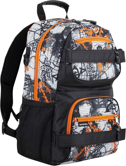 Travel Skateboard Backpack Double Strap Laptop Bag Multi-Sport Design for Men and Women, Camo Black