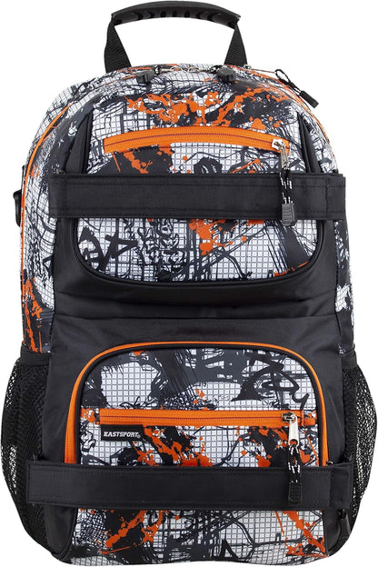 Travel Skateboard Backpack Double Strap Laptop Bag Multi-Sport Design for Men and Women, Camo Black