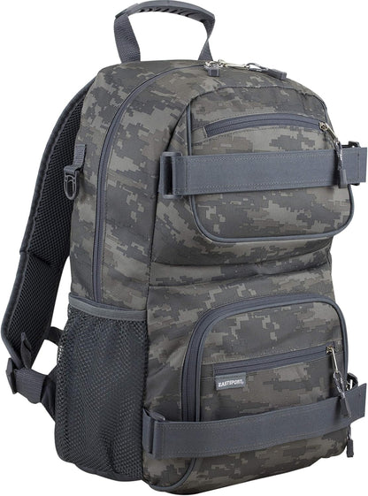Travel Skateboard Backpack Double Strap Laptop Bag Multi-Sport Design for Men and Women, Camo Black