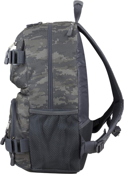 Travel Skateboard Backpack Double Strap Laptop Bag Multi-Sport Design for Men and Women, Camo Black