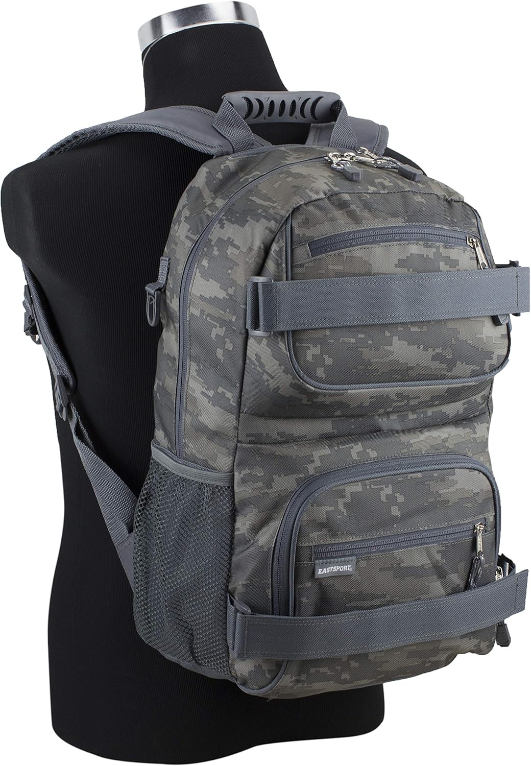Travel Skateboard Backpack Double Strap Laptop Bag Multi-Sport Design for Men and Women, Camo Black