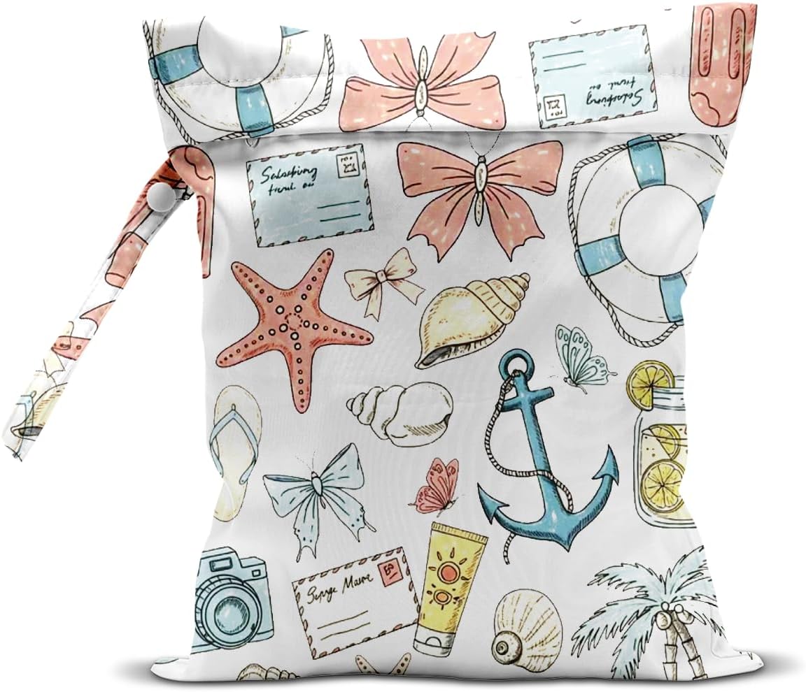 Wet Dry Wet Bag for Swimsuit Towel Baby Travel Cloth Diapers Beach Gym Toiletries Makeup Storage Bag Summer Vacation Essential Holiday Summer Vibes Beach