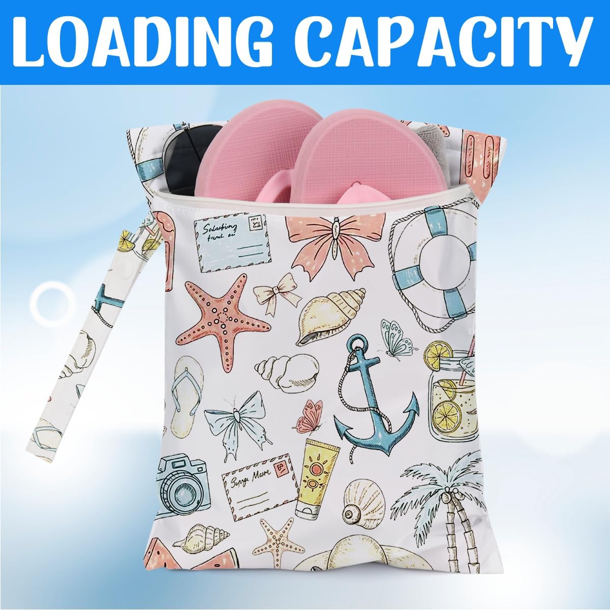 Wet Dry Wet Bag for Swimsuit Towel Baby Travel Cloth Diapers Beach Gym Toiletries Makeup Storage Bag Summer Vacation Essential Holiday Summer Vibes Beach