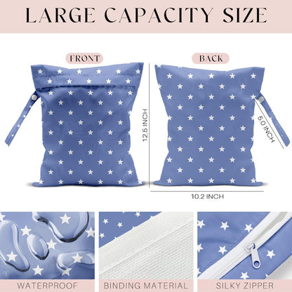 Wet Bag, Wet Dry Bag, Wet Bag for Swimsuit, Travel, Beach, Pool, Diapers, Dirty Yoga Gym Clothes, Makeup Bag, Waterproof Reusable Beach Bag Ocean Decor Starfish Sea Horse Anchor