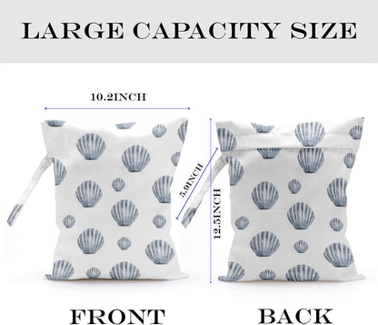 Wet Bag, Wet Dry Bag, Wet Bag for Swimsuit, Travel, Beach, Pool, Diapers, Dirty Yoga Gym Clothes, Makeup Bag, Waterproof Reusable Beach Bag Ocean Decor Starfish Sea Horse Anchor