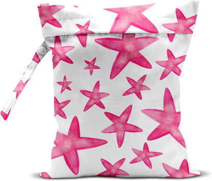 Wet Bag, Wet Dry Bag, Wet Bag for Swimsuit, Travel, Beach, Pool, Diapers, Dirty Yoga Gym Clothes, Makeup Bag, Waterproof Reusable Beach Bag Ocean Decor Starfish Sea Horse Anchor