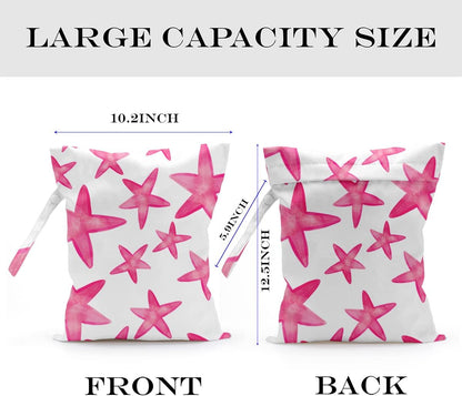 Wet Bag, Wet Dry Bag, Wet Bag for Swimsuit, Travel, Beach, Pool, Diapers, Dirty Yoga Gym Clothes, Makeup Bag, Waterproof Reusable Beach Bag Ocean Decor Starfish Sea Horse Anchor