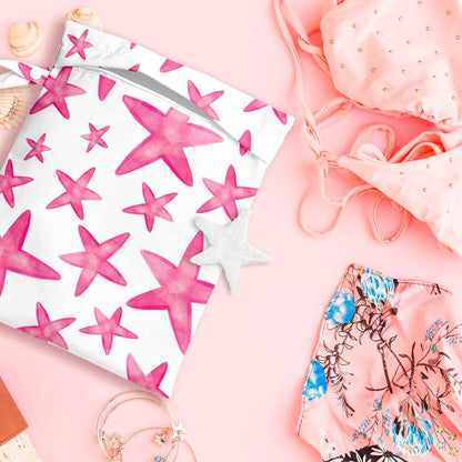 Wet Bag, Wet Dry Bag, Wet Bag for Swimsuit, Travel, Beach, Pool, Diapers, Dirty Yoga Gym Clothes, Makeup Bag, Waterproof Reusable Beach Bag Ocean Decor Starfish Sea Horse Anchor