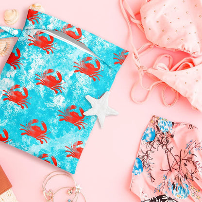 Wet Bag, Wet Dry Bag, Wet Bag for Swimsuit, Travel, Beach, Pool, Diapers, Dirty Yoga Gym Clothes, Makeup Bag, Waterproof Reusable Beach Bag Ocean Decor Starfish Sea Horse Anchor