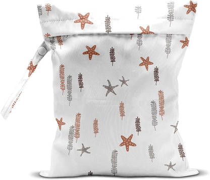 Wet Bag, Wet Dry Bag, Wet Bag for Swimsuit, Travel, Beach, Pool, Diapers, Dirty Yoga Gym Clothes, Makeup Bag, Waterproof Reusable Beach Bag Ocean Decor Starfish Sea Horse Anchor
