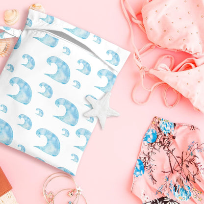 Wet Bag, Wet Dry Bag, Wet Bag for Swimsuit, Travel, Beach, Pool, Diapers, Dirty Yoga Gym Clothes, Makeup Bag, Waterproof Reusable Beach Bag Ocean Decor Starfish Sea Horse Anchor