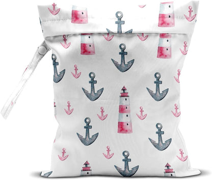 Wet Bag, Wet Dry Bag, Wet Bag for Swimsuit, Travel, Beach, Pool, Diapers, Dirty Yoga Gym Clothes, Makeup Bag, Waterproof Reusable Beach Bag Ocean Decor Starfish Sea Horse Anchor