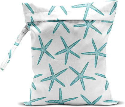 Wet Bag, Wet Dry Bag, Wet Bag for Swimsuit, Travel, Beach, Pool, Diapers, Dirty Yoga Gym Clothes, Makeup Bag, Waterproof Reusable Beach Bag Ocean Decor Starfish Sea Horse Anchor