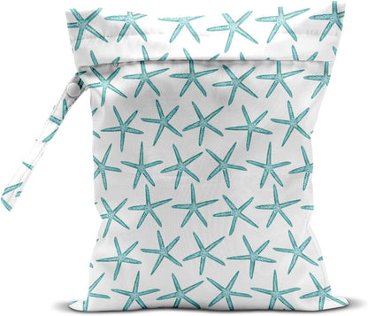 Wet Bag, Wet Dry Bag, Wet Bag for Swimsuit, Travel, Beach, Pool, Diapers, Dirty Yoga Gym Clothes, Makeup Bag, Waterproof Reusable Beach Bag Ocean Decor Starfish Sea Horse Anchor