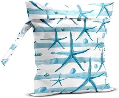 Wet Bag, Wet Dry Bag, Wet Bag for Swimsuit, Travel, Beach, Pool, Diapers, Dirty Yoga Gym Clothes, Makeup Bag, Waterproof Reusable Beach Bag Ocean Decor Starfish Sea Horse Anchor