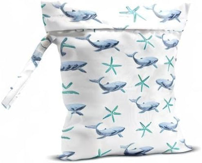 Wet Bag, Wet Dry Bag, Wet Bag for Swimsuit, Travel, Beach, Pool, Diapers, Dirty Yoga Gym Clothes, Makeup Bag, Waterproof Reusable Beach Bag Ocean Decor Starfish Sea Horse Anchor