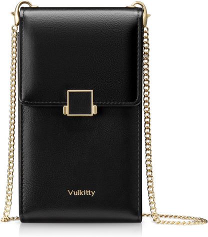 Vulkitty Cell Phone Purse with Crossbody Strap, Small Crossbody Purse for Women, Mobile Phone Bags, Leather Passport Bag