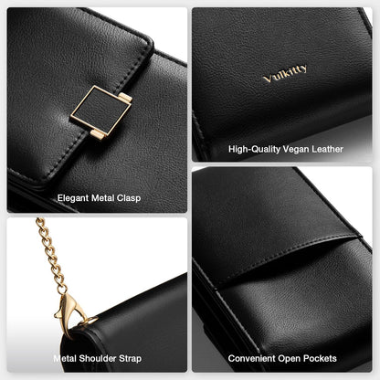 Vulkitty Cell Phone Purse with Crossbody Strap, Small Crossbody Purse for Women, Mobile Phone Bags, Leather Passport Bag