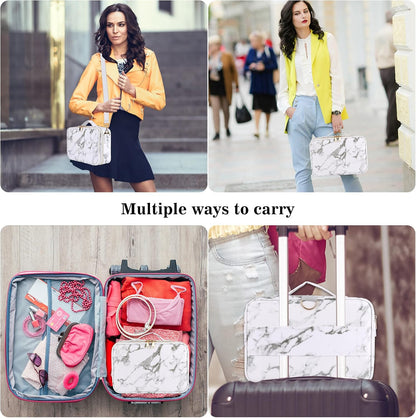 Travel Makeup Train Case,Large Capacity Cosmetic Bags for Women,Portable Makeup Bag Organizer with Adjustable Dividers & Shoulder Strap (Black, L)