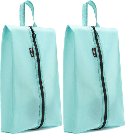 2 Pack Shoe Bags for Travel, Water-Resistant Organizers, Cyan | 100D Composite Nylon, Translucent Design, Large Capacity, Odor and Dust Protection For Gym, Soccer, Golf, Tennis, Baseball