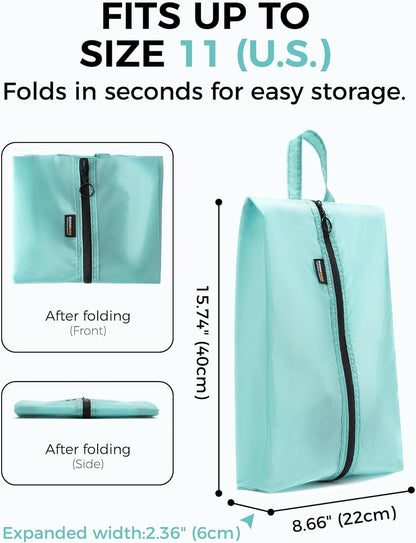 2 Pack Shoe Bags for Travel, Water-Resistant Organizers, Cyan | 100D Composite Nylon, Translucent Design, Large Capacity, Odor and Dust Protection For Gym, Soccer, Golf, Tennis, Baseball