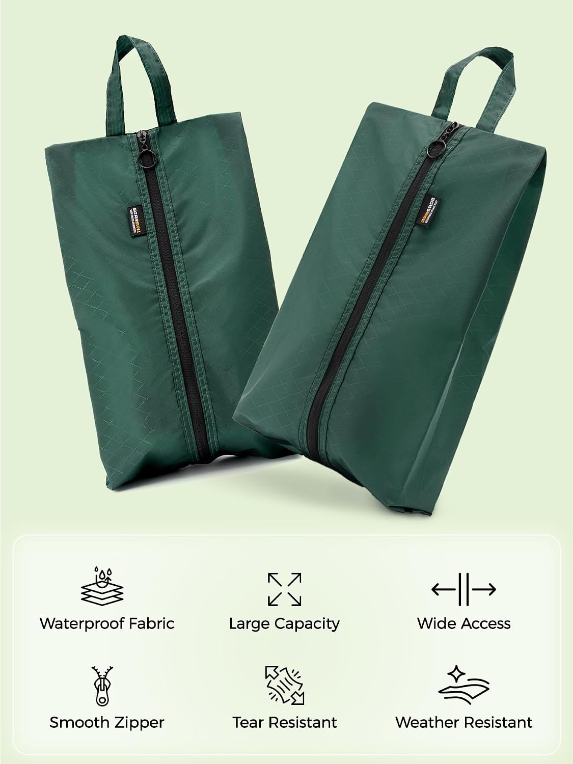 2 Pack Shoe Bags for Travel, Water-Resistant Organizers, Cyan | 100D Composite Nylon, Translucent Design, Large Capacity, Odor and Dust Protection For Gym, Soccer, Golf, Tennis, Baseball