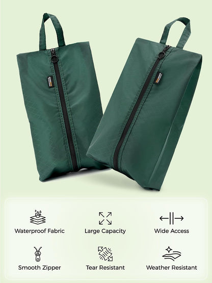 2 Pack Shoe Bags for Travel, Water-Resistant Organizers, Cyan | 100D Composite Nylon, Translucent Design, Large Capacity, Odor and Dust Protection For Gym, Soccer, Golf, Tennis, Baseball