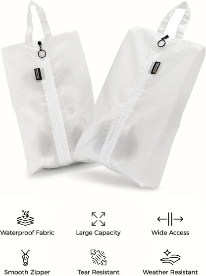 2 Pack Shoe Bags for Travel, Water-Resistant Organizers, Cyan | 100D Composite Nylon, Translucent Design, Large Capacity, Odor and Dust Protection For Gym, Soccer, Golf, Tennis, Baseball