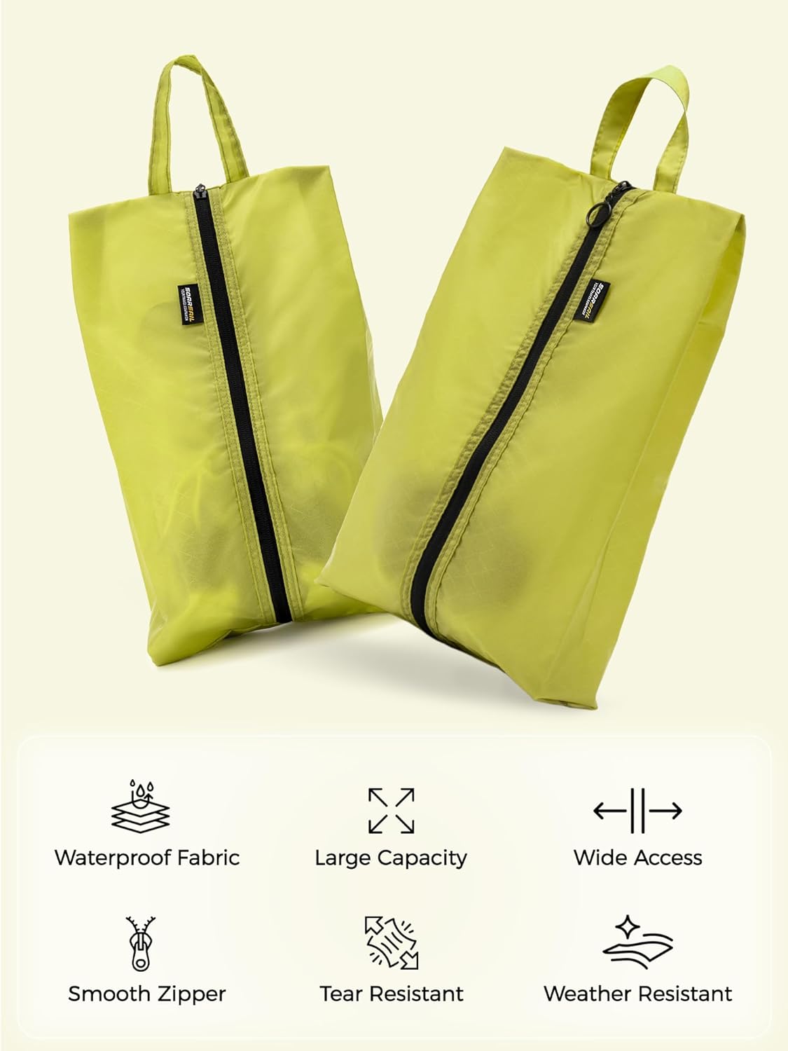 2 Pack Shoe Bags for Travel, Water-Resistant Organizers, Cyan | 100D Composite Nylon, Translucent Design, Large Capacity, Odor and Dust Protection For Gym, Soccer, Golf, Tennis, Baseball