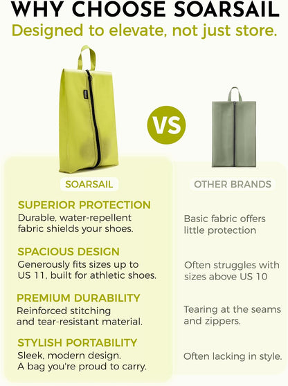2 Pack Shoe Bags for Travel, Water-Resistant Organizers, Cyan | 100D Composite Nylon, Translucent Design, Large Capacity, Odor and Dust Protection For Gym, Soccer, Golf, Tennis, Baseball