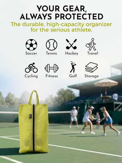 2 Pack Shoe Bags for Travel, Water-Resistant Organizers, Cyan | 100D Composite Nylon, Translucent Design, Large Capacity, Odor and Dust Protection For Gym, Soccer, Golf, Tennis, Baseball