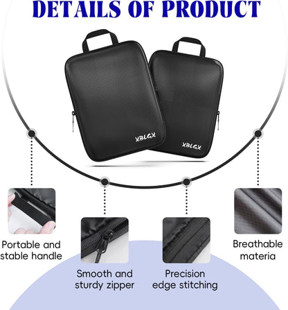 Compression Packing Cubes for Travel Organizer Boxes, Compressible Luggage Cubes Essential Travel Accessories