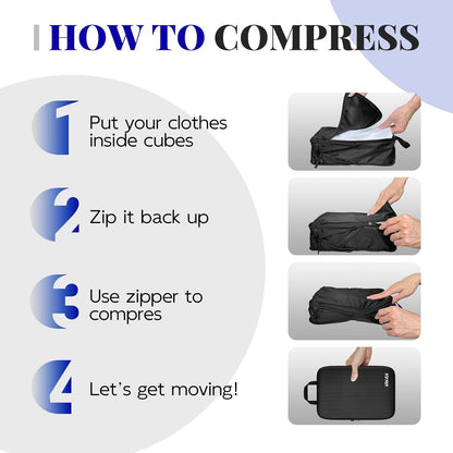 Compression Packing Cubes for Travel Organizer Boxes, Compressible Luggage Cubes Essential Travel Accessories