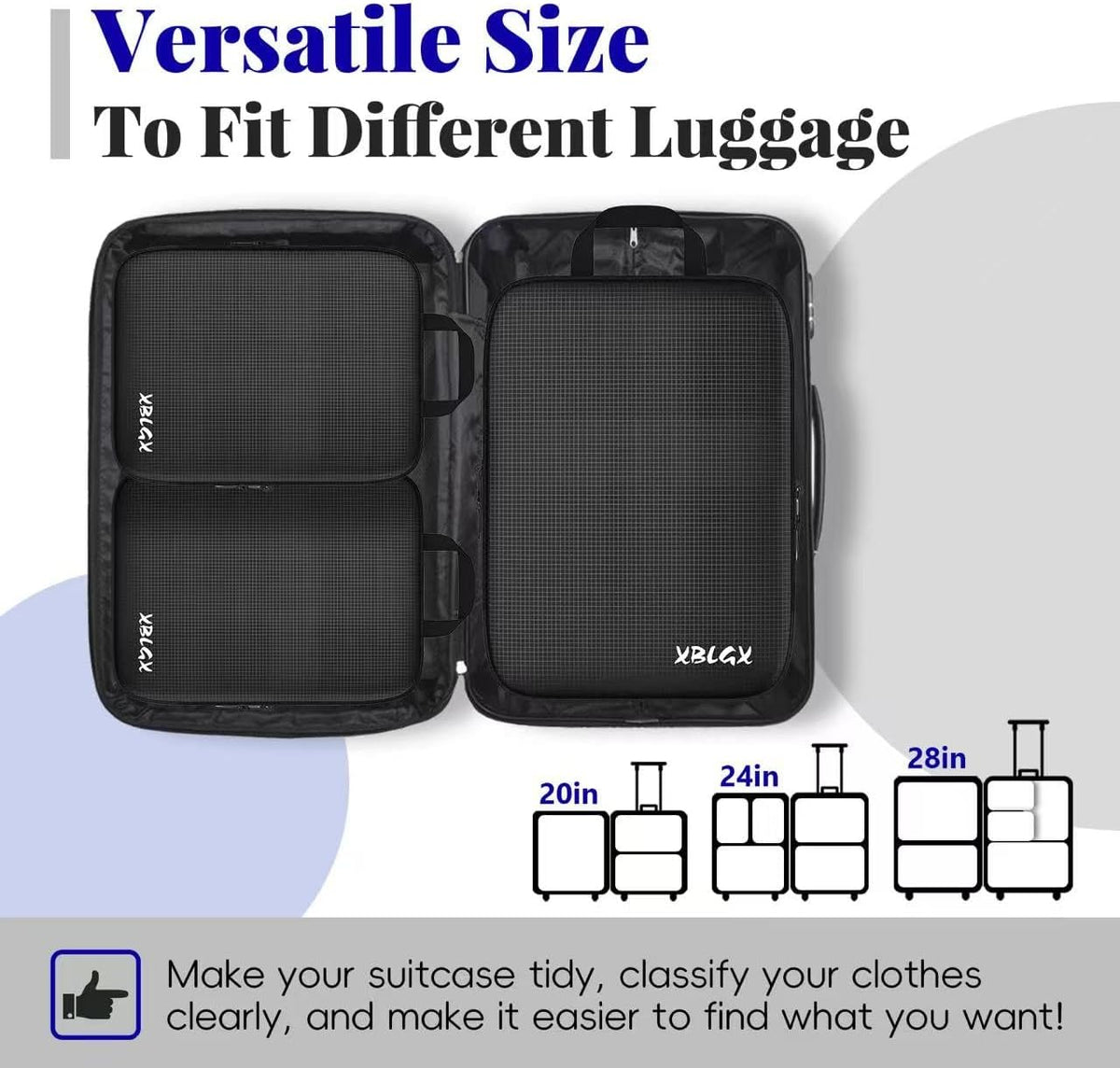 Compression Packing Cubes for Travel Organizer Boxes, Compressible Luggage Cubes Essential Travel Accessories
