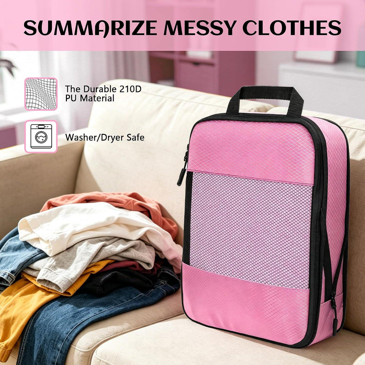 Compression Packing Cubes for Travel Organizer Boxes, Compressible Luggage Cubes Essential Travel Accessories