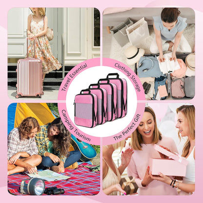 Compression Packing Cubes for Travel Organizer Boxes, Compressible Luggage Cubes Essential Travel Accessories
