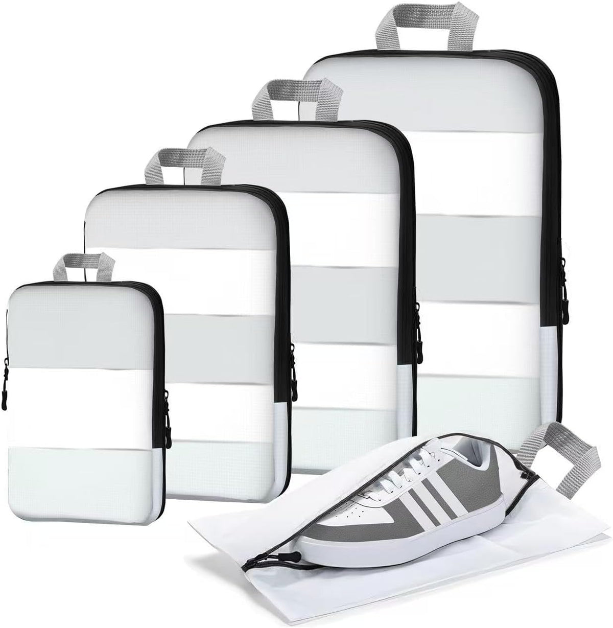 Compression Packing Cubes for Travel Organizer Boxes, Compressible Luggage Cubes Essential Travel Accessories