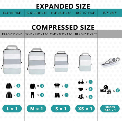 Compression Packing Cubes for Travel Organizer Boxes, Compressible Luggage Cubes Essential Travel Accessories